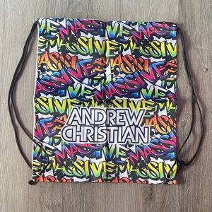 Andrew Christian Colorful Graphic Drawstring Backpack Dead Stock NWT!